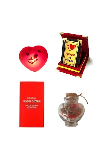 Eşe Sevgiliye Güzel Romantik Sevgi Cüzdanı Kalp Lamba Şişe Plaket