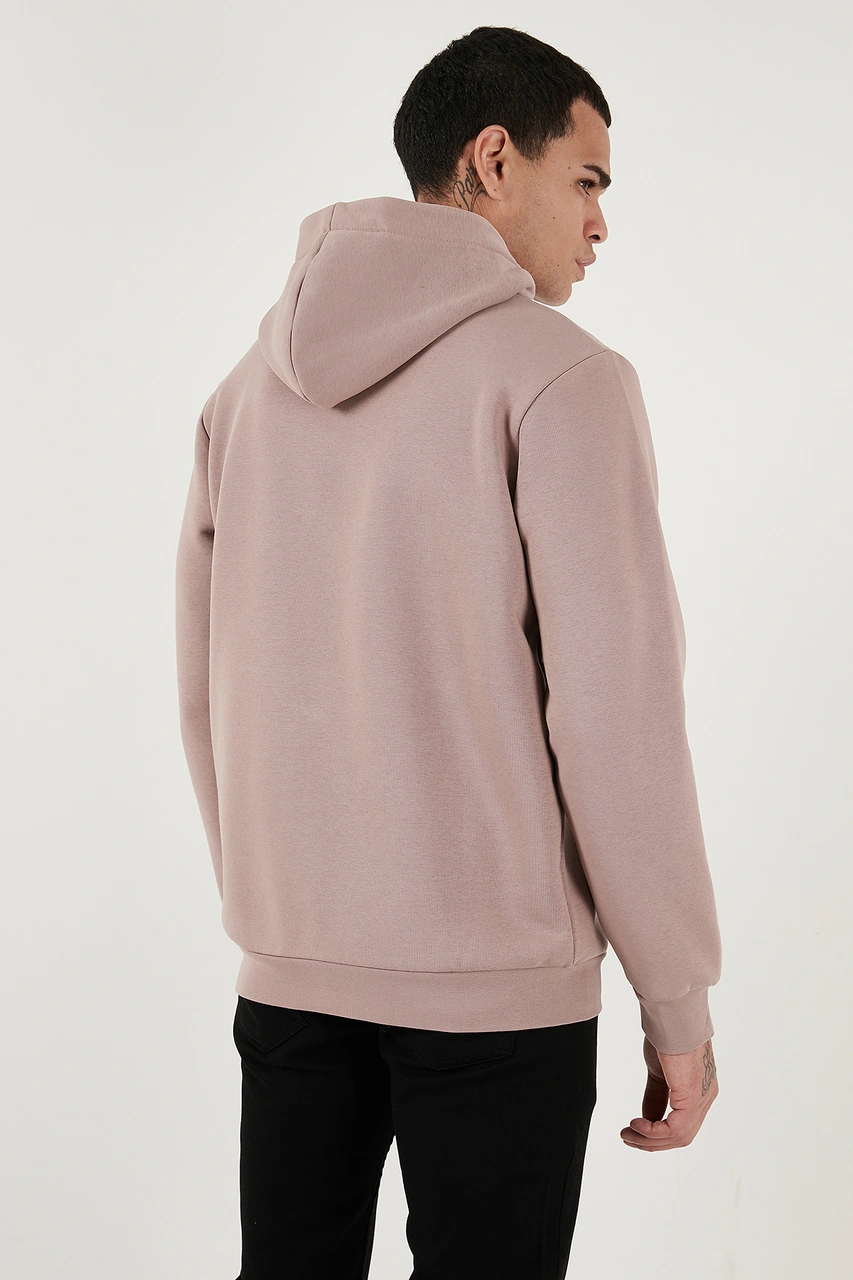 Buratti Regular Fit Kapüşonlu Kanguru Cepli Içi Tüylü Yumuşak Şardonlu Erkek Sweat 5905281 Gül