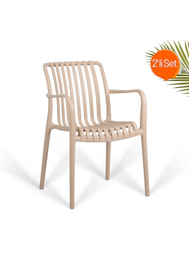 Paris Lüks Kafe Sandalyesi 2'li Set Bej