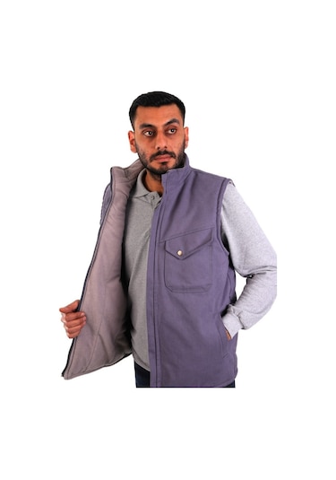 Eser - 7-7 Gabardin Polarlı Yelek - Kışlık - Gri