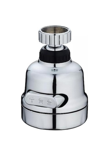 Optana 3 Fonksiyonlu Oynar Başlık Tazyikli Krom Eviye Spiral Batarya Musluk Ucu Çok Renkli