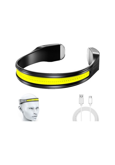 Soulader Usb Şarj Edilebilir Cob Led Kafa Lambası, Güçlü Aydınlatma, Kampçılık Ve Gece Koşusu İçin Pratik Baş Feneri Siyah