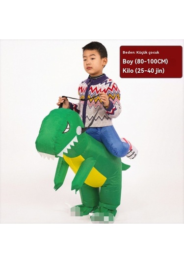 Unicomlifeerp Dinoşarj Kıyafetleri Çocuk Ve Yetişkin Aile Spor Etkinliği Kukla Yürüyüş Kostümleri Cadılar Bayramı Çocuk Gösteri Kostümleri Yeşil 4-6