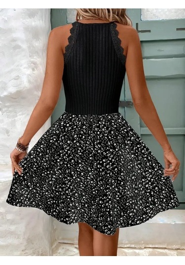 Kadın Omuzlardan Açık Reglan Kol Detaylı Üst Fırfırlı Kaşkorse Alt Süprem Elbise Siyah