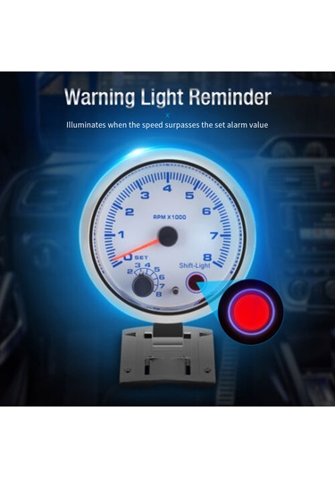Yifomall Evrensel 3.75" Araç Takometre - Mavi Arka Işık, 0-8000 Rpm, 12v Benzinli Araçlar İçin