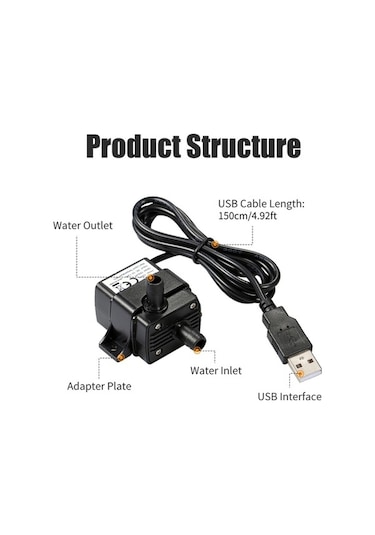 Ulzyvf Usb Taşınabilir, Su Sessiz, Pompası Fıskiyeli Dolaşımı Akvaryum 120l/saat - Dw