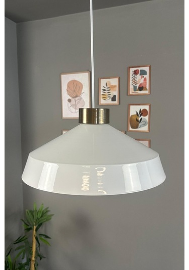 Lema Beyaz Tekli Avize Plafonyer Rozans Başlık Sarkıt Lamba Restoran Cafe Salon Avizeleri Beyaz