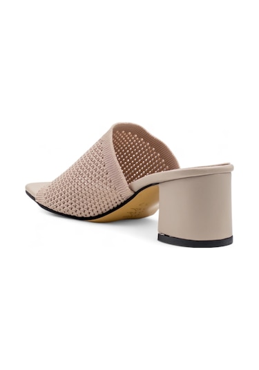 Vivenza Hasırlı Kadın Topuklu Terlik Krem