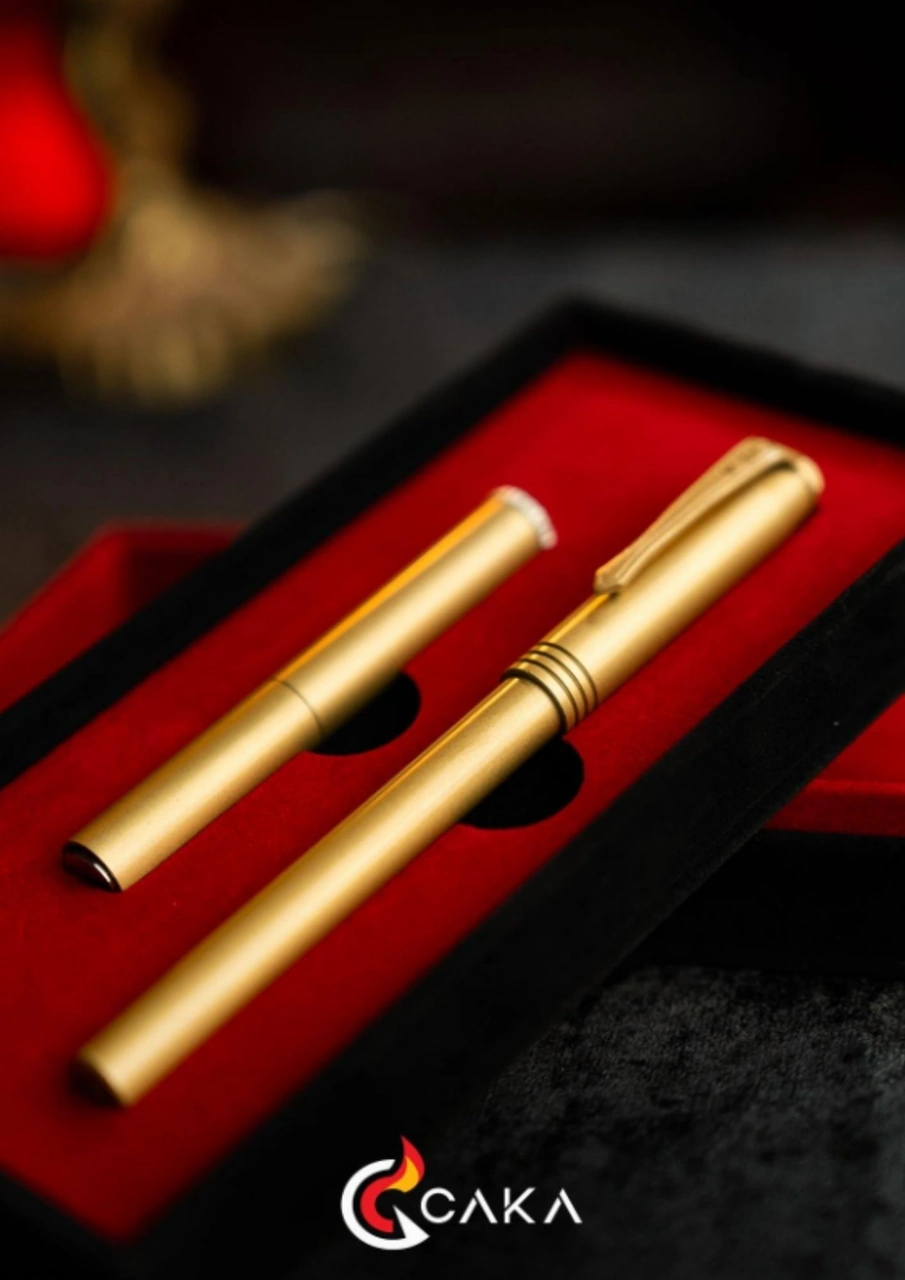 Caka Lighter Ateş & Mürekkep Serisi Gold Kalem & Çakmak Seti Gold