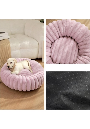 Homyl Kedi Yatağı Yuvarlak Peluş Yatak Evcil Hayvan Yastığı