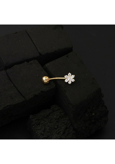 Bilezikci Papatya Model 14 Ayar Altın Göbek Piercing Vaad33056 Sarı