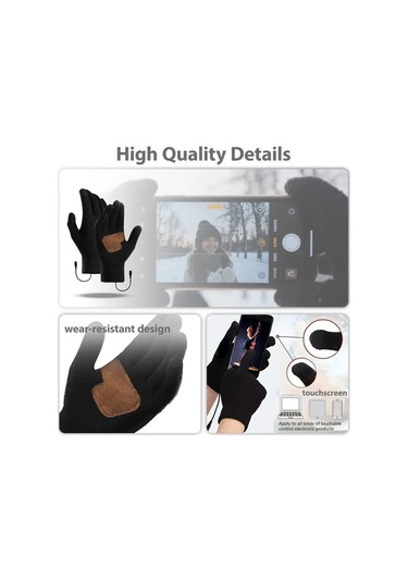 Willowhaven Akıllı Sıcaklık Kontrollü Elektrikli Eldivenler, Çift Taraflı Isıtma, Termostat Siyah