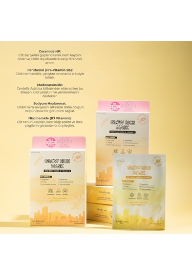 Muldream Glow Rice Mask Aydınlatıcı Kağıt Yüz Maskesi 25 ML