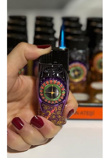 Rulet Masası Temalı Stres Çarklı Gazlı Çakmak Mor