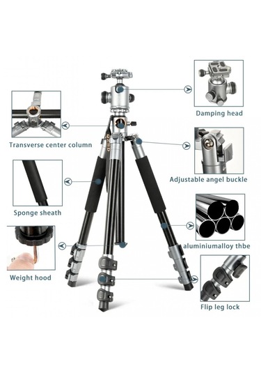 Ht-t03 Çok Fonksiyonlu 360 Crossbar Makro Hassas 160 Cm Tripod