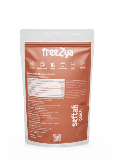 Freezya Freeze Dried Dondurularak Kurutulmuş Şeftali - 20 Gr