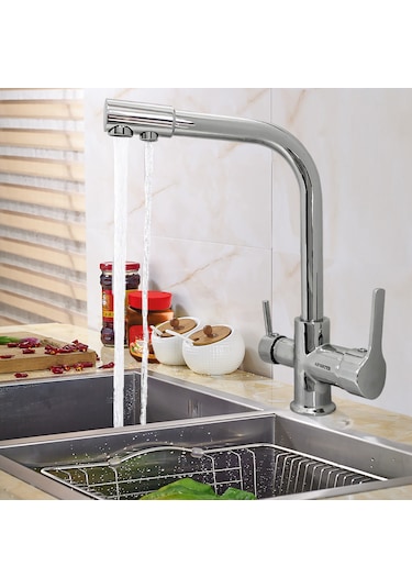 Aswater 3 Yollu Arıtmalı Çıkışlı Eviye Bataryası Krom