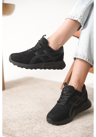Garantili D0120 Günlük Ortopedik Kadın Sneaker Spor Ayakkabı Siyah