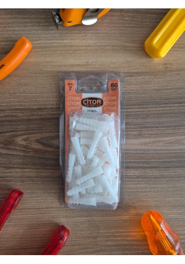 No:7 Plastik Dübel 60 Adet Duvar Montajı İçin