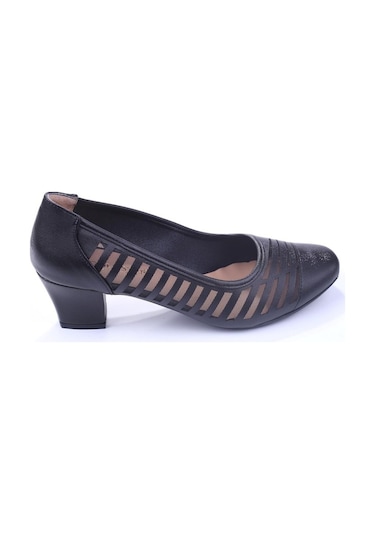 Gold Step 0370 Kadın Siyah 5 Cm Topuk Günlük Fileli Ayakkabı