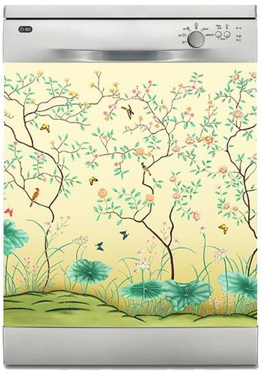 Bulaşık Makinesi Sticker Kaplama Beyaz Eşya Kaplama Ağaç Kuşlar
