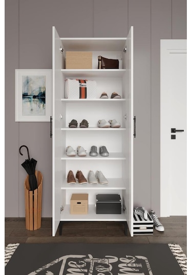 Plain Metal Ayak Metal Kulp Pla2200 Ayakkabılık Mutfak Dolabı Banyo Dolabı Balkon Dolabı Kiler Dolabı Çok Amaçlı Dolap Beyaz