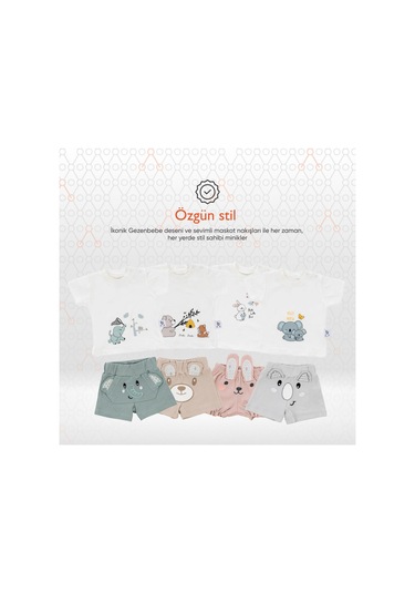 Gezenbebe Hero Kısa Kol Desenli Bebek T-shirt Ve Nakışlı Şort Seti Pembe