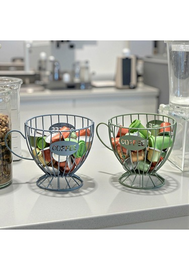 Suntek Kahve Kapsül Düzenleyici Depolama Sepeti Ekran Ev Dekoru Yeşil