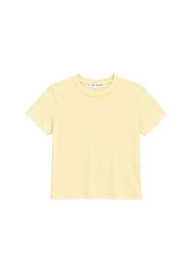 Mixray 2100 Kadın Slim Fit Bisiklet Yaka Soft Basic T-shirt Sarı