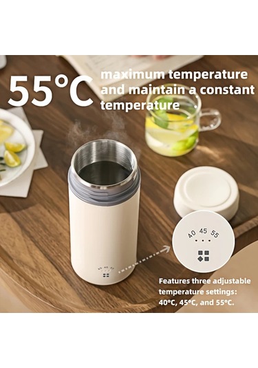 Elmpaly Kayısı Desenli Type-c Şarjlı Kapaklı Paslanmaz Çelik Termos