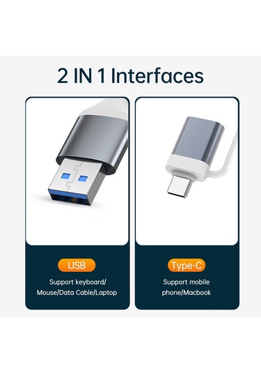 Skycity Alüminyum Kasa 4 Usb 3.0 Portlu Type-c Ve Usb Çift Fonkisyonel Hub Genişletici - Gri