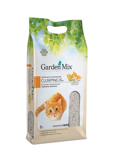 Garden Mix Portakal Kokulu Topaklaşan İnce Taneli Bentonit Kedi Kumu 5 L