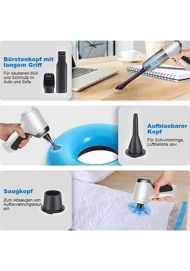 Xurunkeji 3'ü 1 Arada Bilgisayar Vakumlu Hava Üfleyici Elde Taşınabilir Hava Toz Alma Cihazı Şarj Edilebilir Araba Vakum Temizleyici Siklonik Emiş