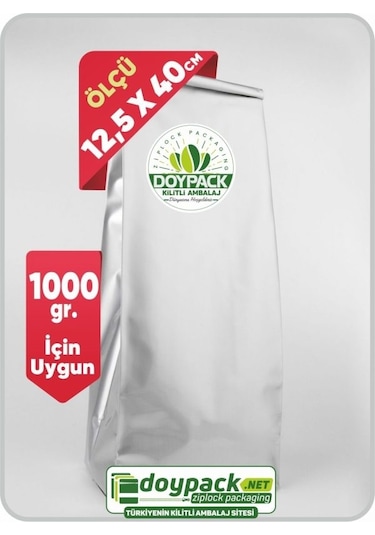 Doypack Alüminyum Yan Körüklü Torba 12.5 x 40 CM 50'li