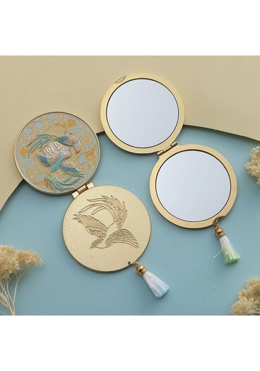 Suntek Seyahat Makyaj Aynası Yuvarlak Yaratıcı Kozmetik Çanta Mavi