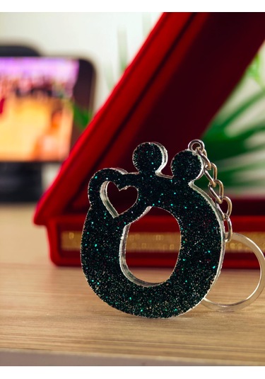 Harfli Anahtarlık Epoksi Kişiye Özel Yapım El Yapımı Harf Anahtarlık Kalp Model Özel Tasarım Hediyelik Ürün Kalp Desenli Simli Anahtarlık Bej