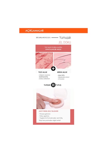 Missha A'PIEU Juicy-Pang Jelly Blusher Meyve Tonlarında Doğal Görünümlü Jel Allık VL01