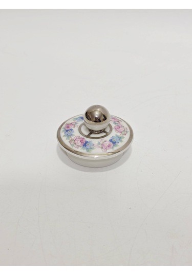 F. Legrand Limoges Çiçek Desenli Porselen Kapak 6,3cm Pembe