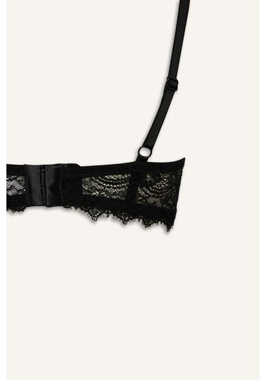 Defacto Bağcıklı Dantelli Kapsız Pedsiz Balenli Balkonet Sütyen Fall İn Love F7024ax25wnbk81 Siyah