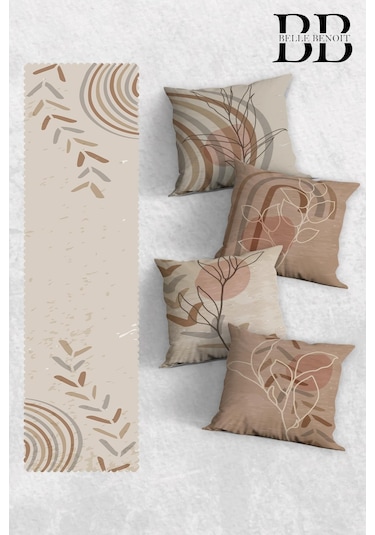 Belle Benoit Baskılı Runner & Koltuk Kırlent Kılıfı Set Desen39