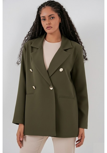 Bigdart Kadın Kruvaze Yaka Blazer Ceket 0722 - Haki