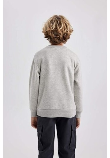 DeFacto Erkek Çocuk Bisiklet Yaka Basic Düz Sweatshirt B7772A8NSGR210 Gri