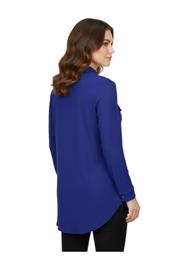 Nazal Kadın Düğmeli Cep Modelli Tunik Bgl-st05191 İndigo