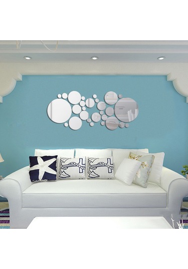 Geekyou 30'lu Silver Akrilik Yuvarlak Ayna Duvar Sticker Seti - Dıy Ev Dekorasyonu, Hafif, Kolay Kurulum, Çocuk Odası/yatak Odası/banyo Uygun Gümüş