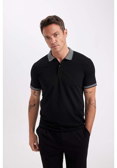 DeFacto Slim Fit Dar Kesim Polo Yaka Kısa Kollu Pamuklu Tişört D0033AXNSBK81 DeFacto Slim Fit Dar Kesim Polo Yaka Kısa Kollu Pamuklu Tişört D0033AXNSBK81