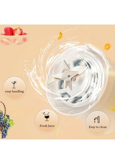 Fastbuy Kompakt Usb Şarjlı Blender, 20oz, Beyaz, Dijital Ekran, Paslanmaz Çelik Beyaz