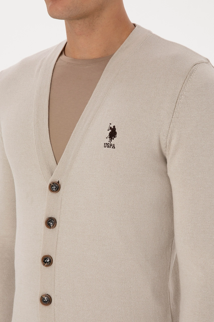 U.s. Polo Assn. Erkek Taş Melanj Hırka Triko 50313702-vr225 Tas Melanj