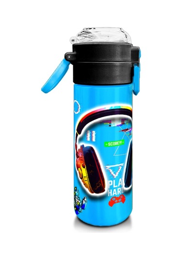 Coral High Kids Kulaklık Game Desenli Pipetli Ve Direkt İçim Çelik Termos 500 Ml 31841 Yeşil - Pembe