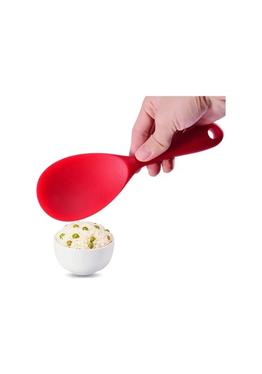 Burcummm Silikon Kısa Pilav Kaşığı Kırmızı Çok Renkli