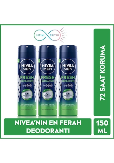 Nivea Fresh Sensation Erkek Sprey Deodorant 3 x 150 ML